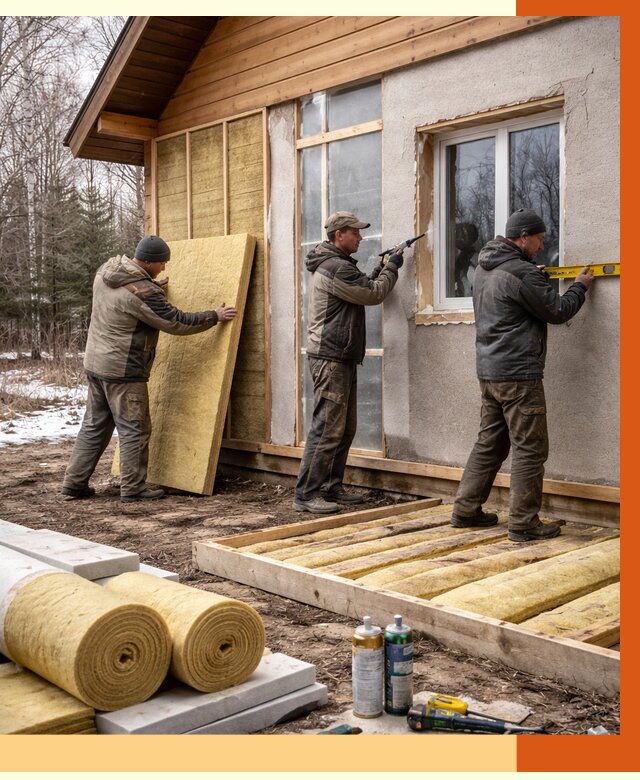 Утепление дачного дома в Кирове-Чепецке от 5165 руб/м2 — недорого | ТепломастерКрв